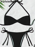 XS - L Halter High Leg Cut Bikini Female Swimsuit Women Swimwear Two-Pieces Bikini Set Strappy Bather Bathing Suit Swim V8276