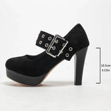 2026 Big Size 33-43 Retro Black Office Lady Buckle Strap Mary Janes Platform Pumps Elegant Red 10.5cm High Heels Shoes Women