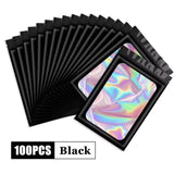 100Pcs Holographic Ziplock Bag Plastic Laser Iridescent Zip Bags for Manicure Eyelash Display Earrings Ring Jewelry Stoage Bags