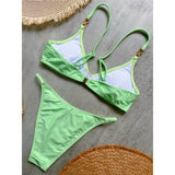10 Colors V Neck Rhinestones Bikini Female Swimsuit Women Swimwear Padded Bather Bathing Suit Swim Two-pieces Bikini set K8138
