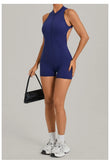 Women's Seamless Yoga Jumpsuits Sports Running Fitness Backless Sleeveless Hip-lifting One-piece Workout Gym Shorts Bodysuits