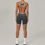 Summer New Gym Romper Padded Outdoor Sports Jumpsuit Hollow Open Back Yoga Suit Dance Sports Bodysuit Hip Lift Workout Yoga Sets