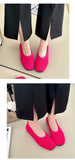 Leopard Color Square Toe Knitted Loafers Women Leisure Flat Shoes Soft Bottom Shallow Ballet Flats Casual Slip on Boat Shoes