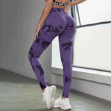 Boho Tie Dye High Waist Knit Elastic Fitness Yoga Tights Butt Lifting Workout Pants for Women