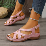 Rome Style Cross Strap Wedges Sandals Women Summer Lightweight Platform Sandles Woman Plus Size 43 Peep Toe Gladiator Sandals