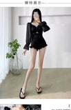 New long sleeved swimsuit for women slimming and conservative soaking in hot springs one-piece high-end sense swimsuit for women