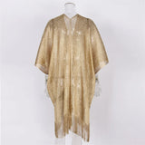 Sexy Fringe Tassel Mesh Sheer Shiny Knitted Tunic Beach Cover Up Cover-ups Beach Dress Beach Wear Beachwear Female Women V3321