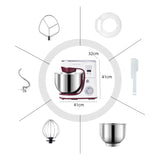 SUNATUR 5.5L Stand Mixer 1300w Planetary food Processor Timed dough kneader electric kitchen blender cream whipper Filling Mixer
