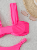 Strappy Bandeau Thong Bikinis 2026 Women Sexy Swimsuit Solid Brazilian Swimwear Female Bathers Bathing Swimming Swim Suit