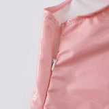 Women's Summer Solid Color PU Leather Slim Fit Dress Fashionable Sleeveless Round Neck Belted Tight Fitting Mini Dresses