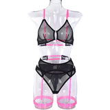 See Through Lingerie Set Temptation Sexy Underwear Lace Transparent Exotic Sleepwear Women Bra And Panty Garter Kits