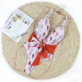 2026 New Sexy One Piece Swimsuit Swimwear Women Deep V-neck Backless Hands Print Large Bowknot High Waist Beachwear Bathing Suit