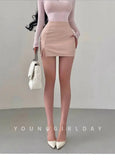Mature Pure Desire Sexy High Waist Hip Slit Anti-Exposure Bodycon PU Leather Mini Skirt Fashion Sexy Women Mini Skirts 99JO