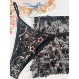 S - XL Three-pieces Bikini set With Skirt Flowers Sequins Bikini Female Swimsuit Women Swimwear Bather Bathing Suit Swim V7864