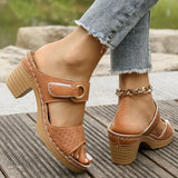 Hook Loop Thick High Heel Sandals Women Hollow Out Summer Beach Sandles Woman Plus Size Anti-Slip Platform Sandalias De Mujer