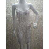 Luxury Bling Diamond Rhinestones Hollow Out Tunic Beach Cover Up Cover-ups Beach Dress Beach Wear Beachwear Female Women V4747SW