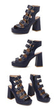 NASBAVI Women Sandals High Heels Summer Fashion Ankle Buckle Strap Female Gladiator Sandals Platform Shoes Block Heels Size 45