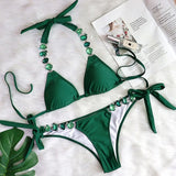 6 Colors Sexy Bikini Women Swimwear Swimsuit Push Up Shiny Crystal Diamond Chain Bikinis Set Bathing Suit Maillot De Bain Femme