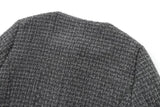 Foridol Tweed Knitted Dark Grey Blazer Coat Women Autumn Winter Gingham Short Coat Office Lady Vintage Buttons Veste