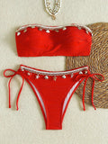 XS - XL Wrinkled Shells Bandeau Bikini Women Swimwear Female Swimsuit Two-pieces Bikini Set Bather Bathing Suit Swim Beachwear