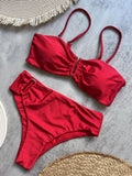 Shiny Sparkling U Shaped Female Swimsuit High Waist Bikini Women Swimwear Two-pieces Bikini Set Pool Bathing Suit Swim Beachwear