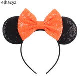 2025 Chic Disney Embroidery Sequin Minnie Ears Headband DOT Bow Hairband Girls Women Party Head Wear Kids DIY Hair Accessories
