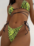 Zebra Leopard Wrap Around Halter Micro Mini Bikini Women Swimwear Female Swimsuit Two-pieces Bikini set Bather Bathing Suit Swim