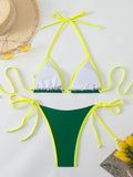 Halter Triangle String Thong Bikinis 2026 Women Sexy Swimsuit Solid Brazilian Swimwear Female Bathers Bathing Swimming Swim Suit