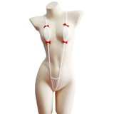 Mini-Bikini Sexy Lingerie,Suspenders Jumpsuit,Added An Adjustable Belt, Featuring Kawaii Bow-Knot,Erotic Swimsuit