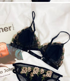 MOYISU French Lace Bralette Set for Small Breasts No Underwire Summer Bras Sexy Triangle Bra Petite Girls, Pure Desire Lingerie