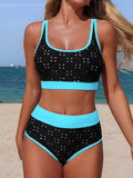 2026  Sporty High Waist Bikinis Hollow Swimsuit Women Solid Padded Swimwear Female Bathers Bathing Swimming Swim Suit Beachwear