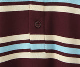 Foridol Burgundy Striped Casual Women T-shirt Summer Loose Polo Shirts Buttons New Female Tops Blouse White Tops Spring Shirt