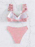 Wrinkled Ruffle Frilled Bra Cup Bikinis 2026 Female Swimsuit Women Swimwear Two Pieces Bikini Set Push Up Beachwear Bathing Suit