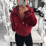 Phantasy Women's Hoodies Women Clothing Streetwear New Style Fashion Hooded Imitation Fur Plush Coat Solid Color Jacket Female