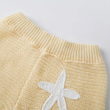Women Slim Fit Stylish Decorative Starfish Ribbed Elastic Mid Rise Shorts Spring/Summer Holiday Beach Casual Knit Shorts