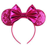 Disney Mickey Mouse Ears Leopard Print Headbands for Girls Baby Women Sequins 5"Bows Hair Accessories Adults Hairbands Kids Gift