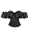 Chest corset with satin ruffled sleeves and waist-tightening palace corset at the back of the shoulder.