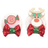 Christmas 2.8"Mouse Ears Hair Clips For Children Sequins Bow Hairpins Girls Festival Party DIY Hair Accessories