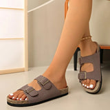 Women's Teen Mules New Spring and Summer Vintage Casual Slip-On Shoes Pu Upper Double Strap Half Slippers with