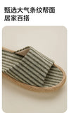 Janpanest Style Cotton Linen Slippers For Womeen Men Leisure House Shoes Striped Style Anti-slip Couples Home Breathable Slides
