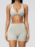 Summer Yoga Sets Women Front Cross Sports Bra Exercise Suits Outwear Lifting Buttocks Abdominal Compression Shorts Fitness Set