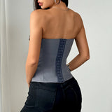 Spring Summer Women's Tank Top 2026 New Sexy Strapless Crop Top Fashion American Style Fishbone Corset Lady Night Club Camisole