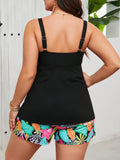 2026 Tankini With Pocket Floral Swimsuit Women Large Plus Big Size Two Pieces Swimwear Female Bathing Swimming Swim Suit 0XL-5XL