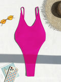 DEKA Fashion Solid One Piece Swimsuit High Cut Women Sexy Deep V Neck Backless Bathing Suit Summer Bodysuits Bikini Beachwear