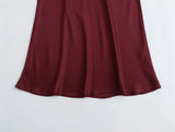 Foridol Autumn Winter Burgundy Satin Skirt Women Party Silk Skirt High Waist Straight Long Faldas Mujer Christmas Skirt