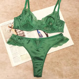 MOYISU Parisian Lingerie Set | Chantilly Lace & Mesh Cutouts | EU 85B Support | Effortless French Slimming Underwire Sexy Bras
