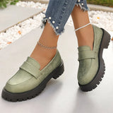 Fashion Green Stain Loafers Shoes Women 2025 Round Toe Embroidery Shoes for Woman Plus Size Platform Casual Shoes Ladies