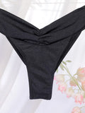 Miyouj Glitter Fabric Bikinis 2026 Sexy Bikini Set Folds Swimsuit Female Halter Bathing Suit Women Swimwear New Beachwear