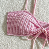 Wrinkled Crinkled Tie Knotted Bikini Women Swimwear Female Swimsuit Two-pieces Bikini Set Brazilian Bathing Suit Swim Beach Wear
