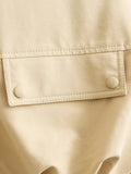 Foridol Padded Beige Waistcoat Folds Winter Sleeveless Vest Coat Turtleneck Pockets Zipper Autumn Thick Warm Parka Jacket